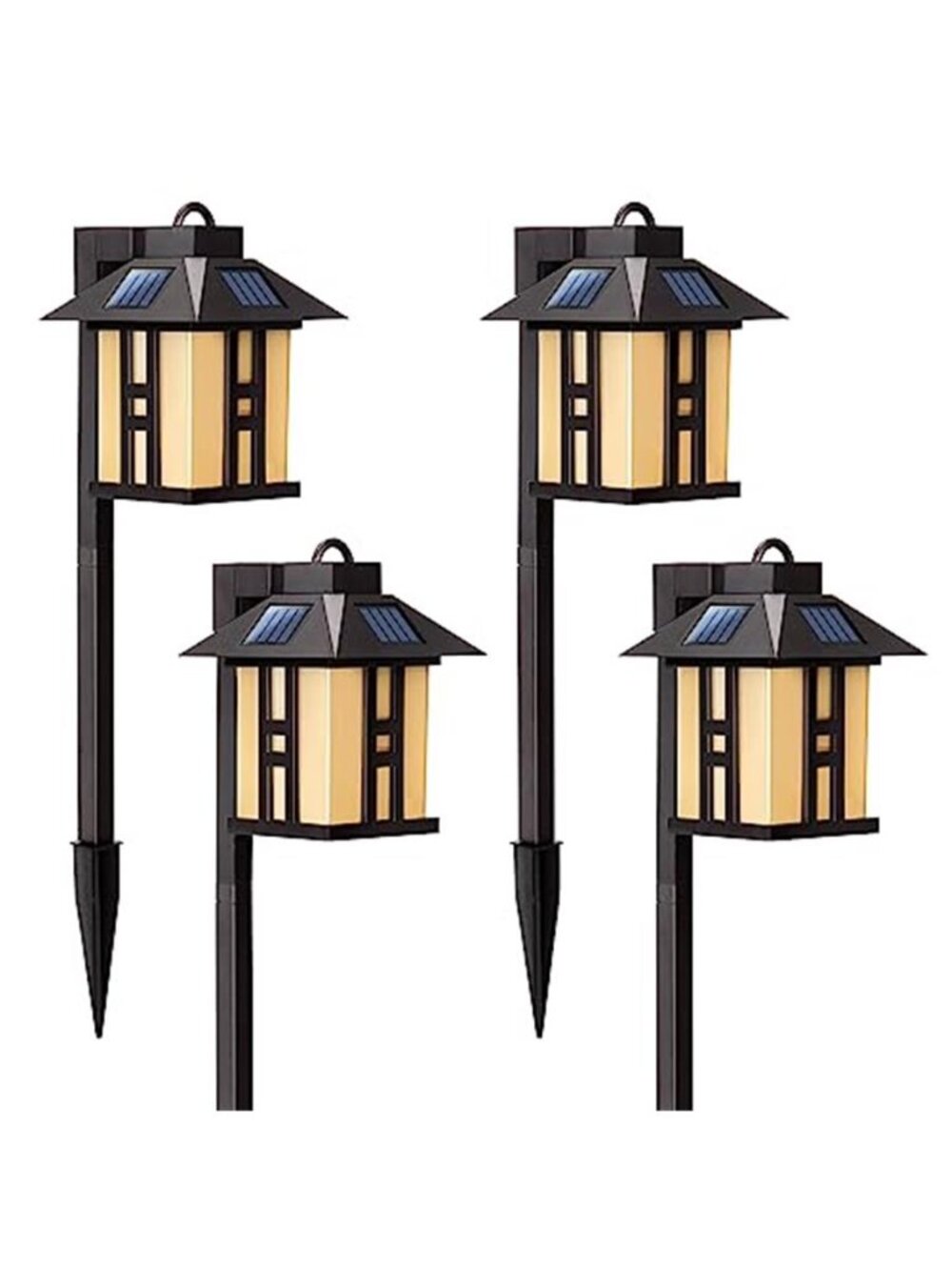 Japanese Decor Solar Lights for Outside, Pathway Lights 4 Pack - Lawn/Patio/Yard